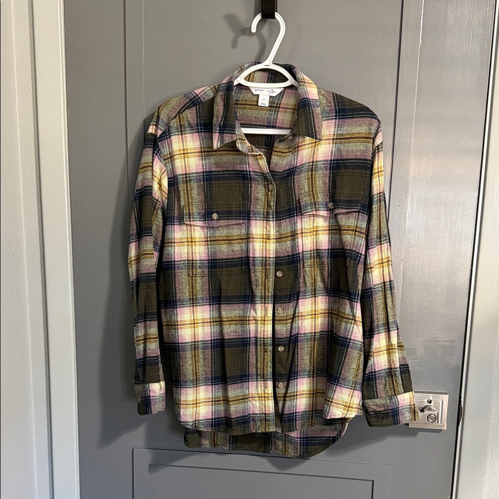 Old Navy Multicolor Plaid Boyfriend Shirt